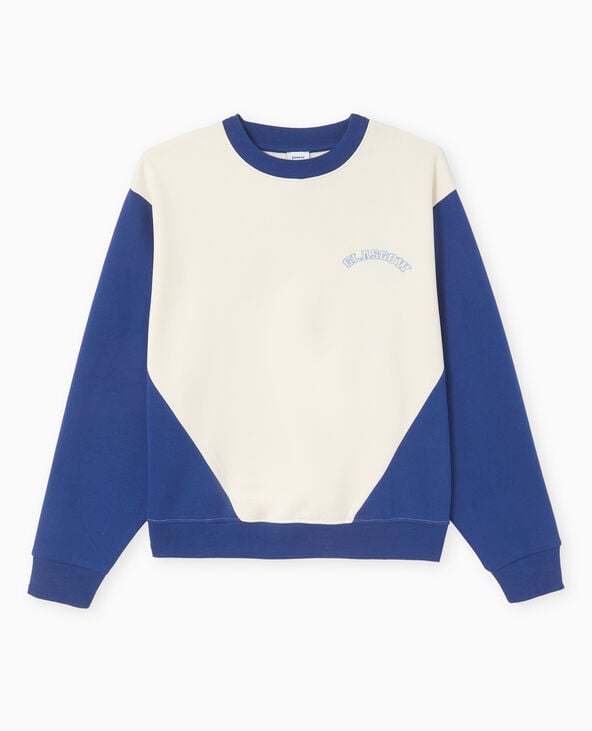 Pimkie Sweat Bicolore Avec Broderie Poitrine Et Dos - Bleu Marine