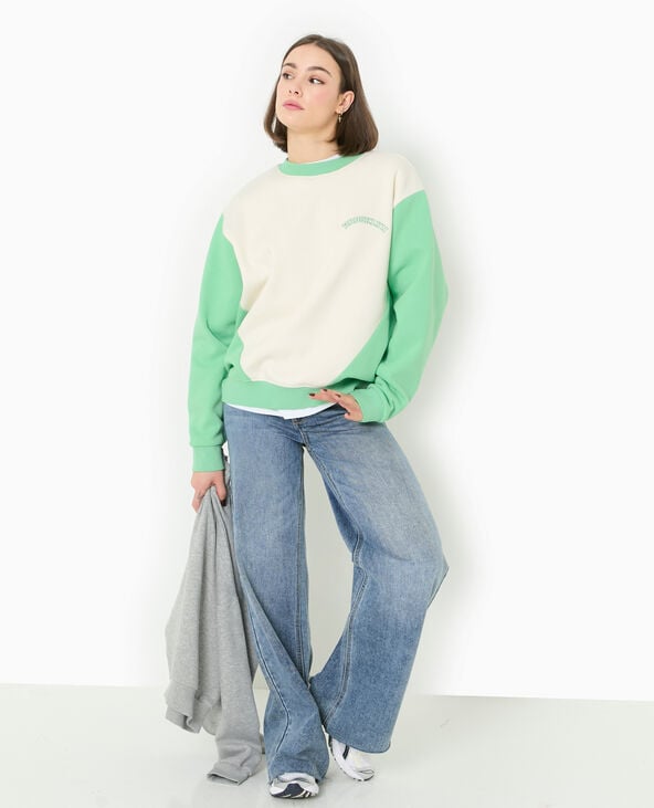 pimkie Sweat bicolore avec broderie poitrine et dos - Vert