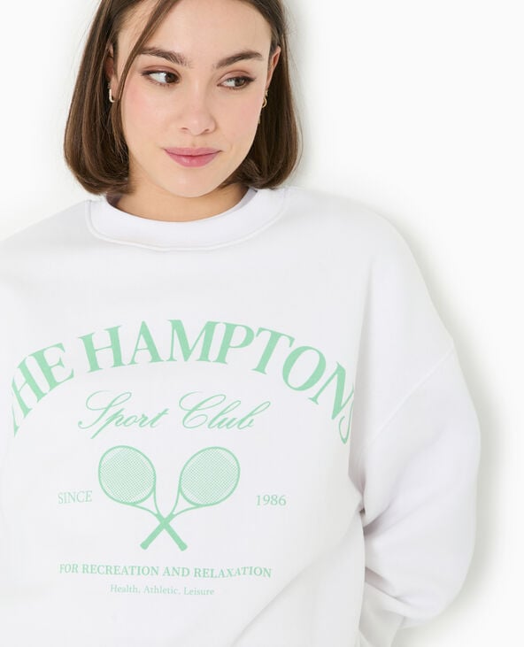 Pimkie Sweat Col Rond Avec Grand Print Devant - Blanc