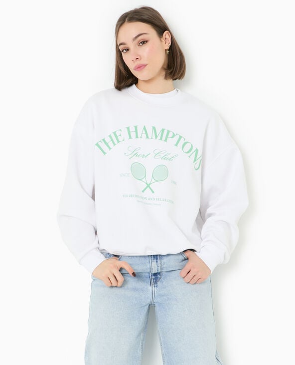 Pimkie Sweat Col Rond Avec Grand Print Devant - Blanc