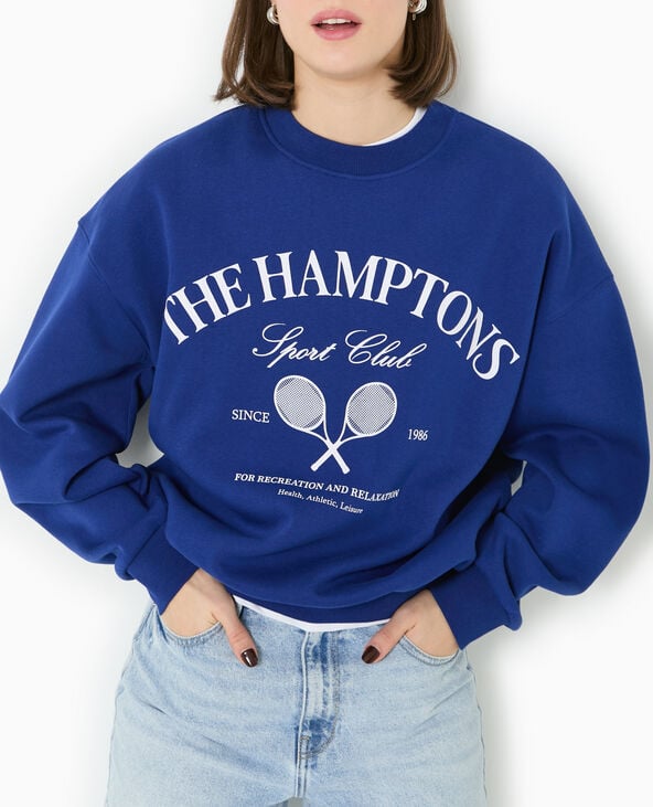 Pimkie Sweat Col Rond Avec Grand Print Devant - Bleu Marine