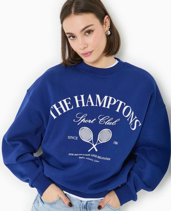 Pimkie Sweat Col Rond Avec Grand Print Devant - Bleu Marine