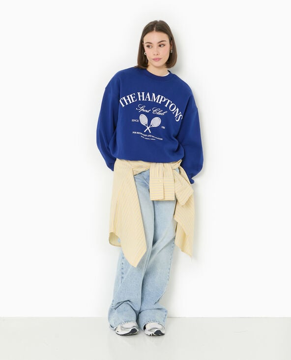 pimkie Sweat col rond avec grand print devant - Bleu marine