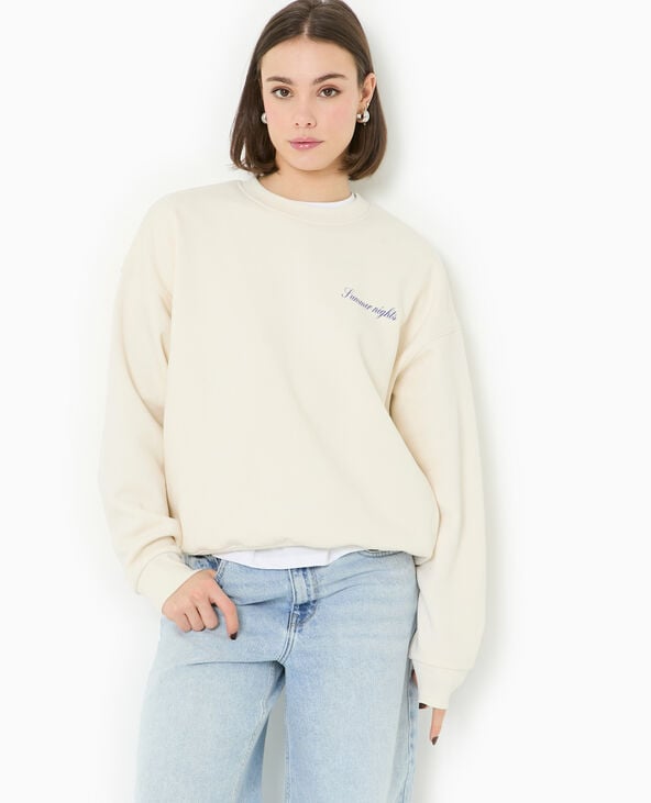 Pimkie Sweat Col Rond Avec Print Poitrine Et Dos - Blanc