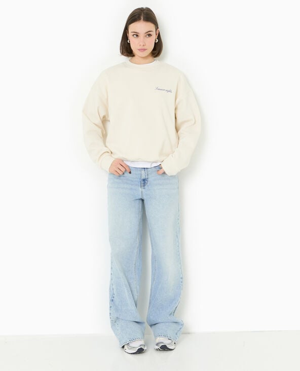 pimkie Sweat col rond avec print poitrine et dos - Blanc