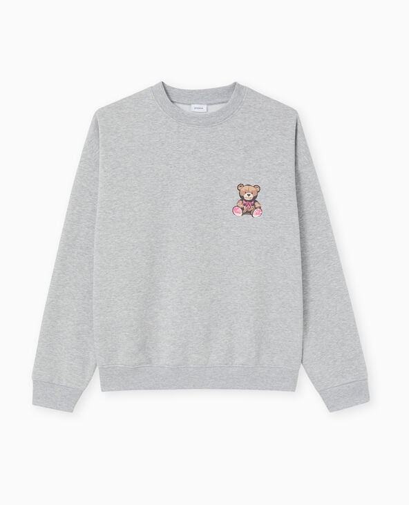 Pimkie Sweat Col Rond Avec Print Poitrine Et Dos - Gris Chiné