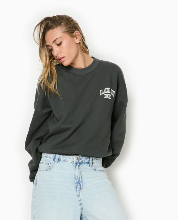 Pimkie Sweat Col Rond Avec Print Poitrine Et Dos - Gris Foncé