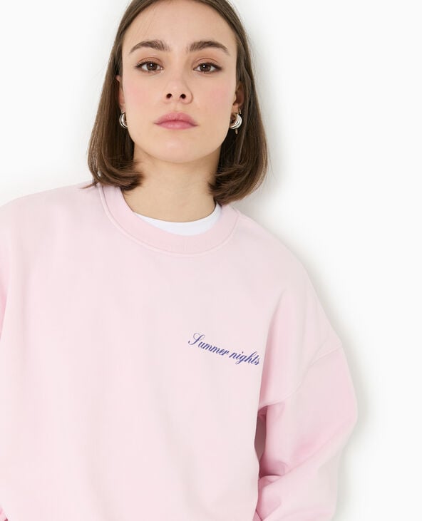 Pimkie Sweat Col Rond Avec Print Poitrine Et Dos - Rose