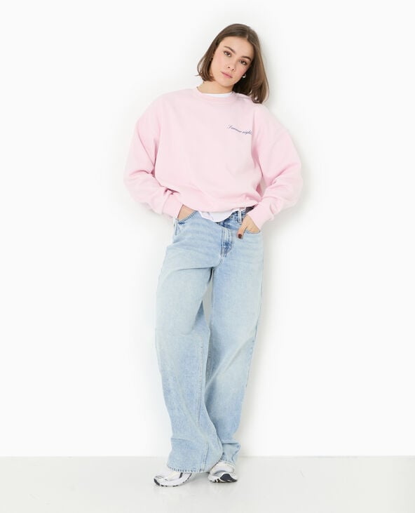 Pimkie Sweat Col Rond Avec Print Poitrine Et Dos - Rose