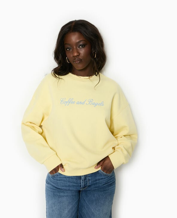 Pimkie Sweat Oversize Avec Broderies Devant Et Dos - Jaune
