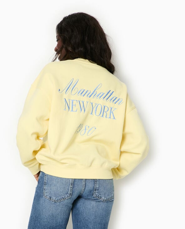 pimkie Sweat oversize avec broderies devant et dos - Jaune
