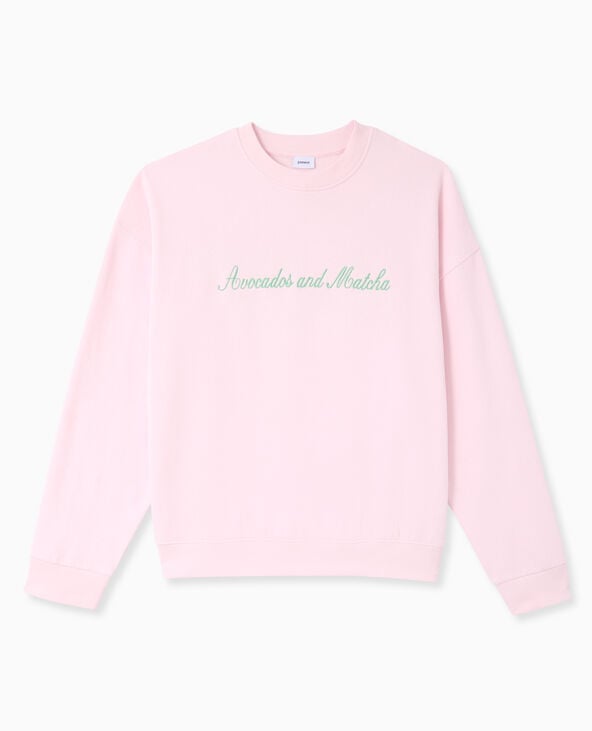 Pimkie Sweat Oversize Avec Broderies Devant Et Dos - Rose Clair