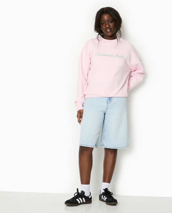 Pimkie Sweat Oversize Avec Broderies Devant Et Dos - Rose Clair