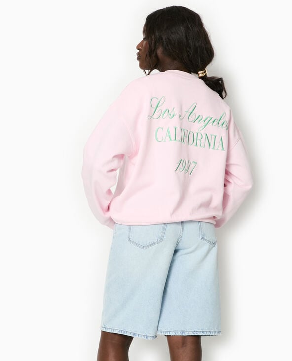 pimkie Sweat oversize avec broderies devant et dos - Rose clair