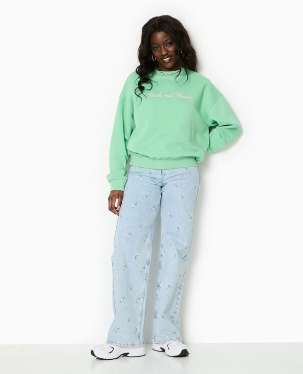 Pimkie Sweat Oversize Avec Broderies Devant Et Dos - Vert Clair