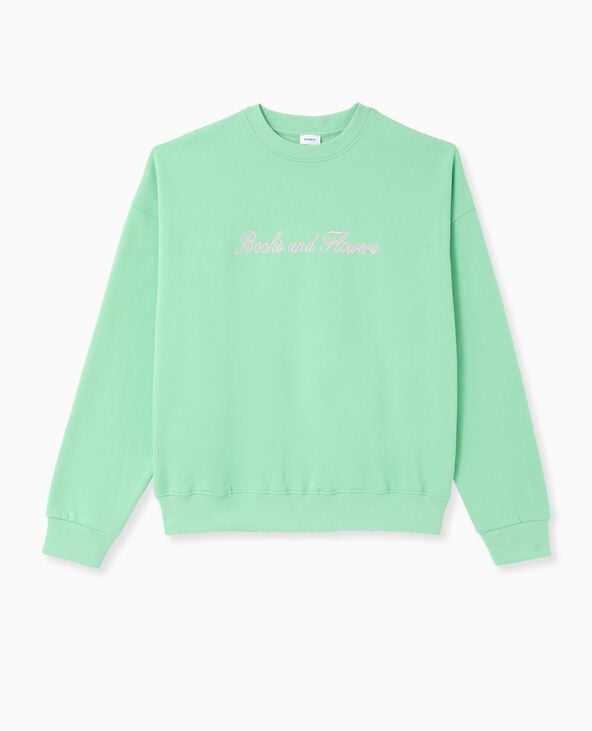 Pimkie Sweat Oversize Avec Broderies Devant Et Dos - Vert Clair
