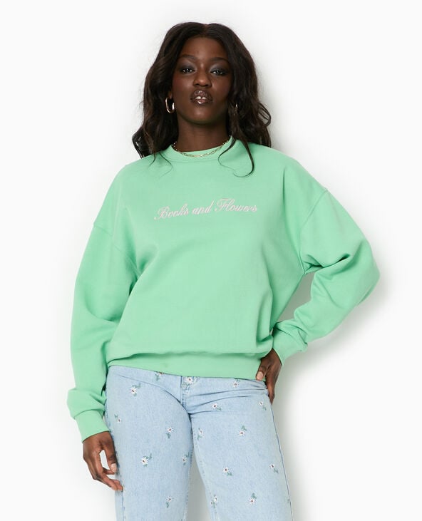 Pimkie Sweat Oversize Avec Broderies Devant Et Dos - Vert Clair