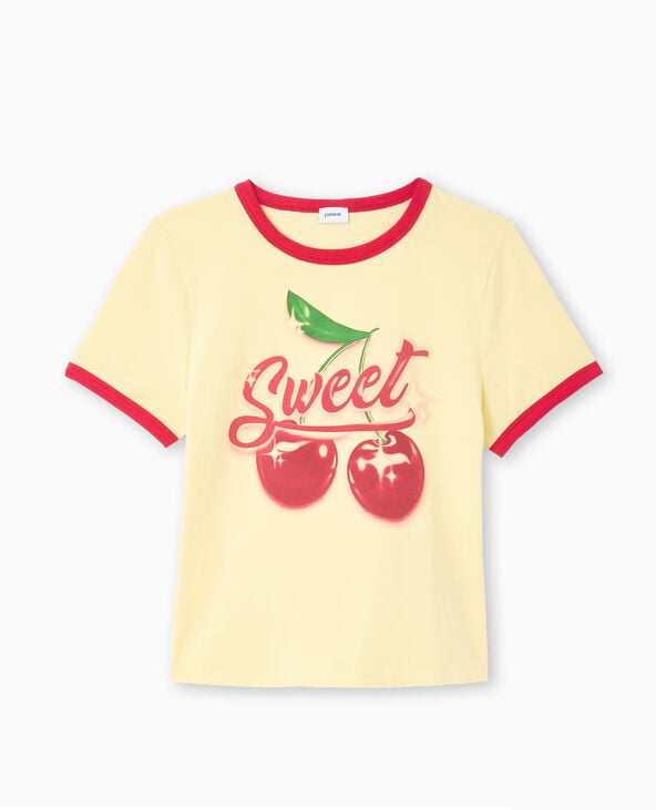 Pimkie T-shirt Ajusté Avec Bords Contrastés - Jaune Pâle