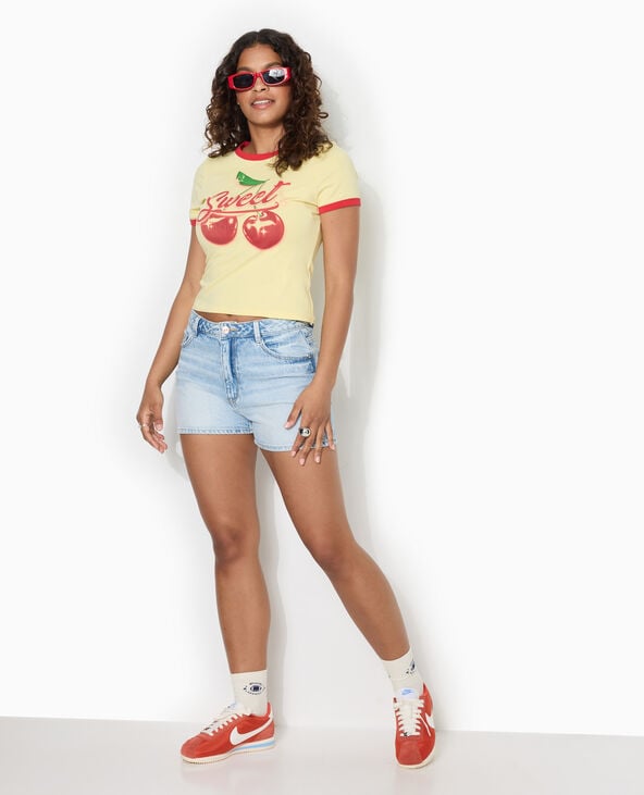 pimkie T-shirt ajusté avec bords contrastés - Jaune pâle