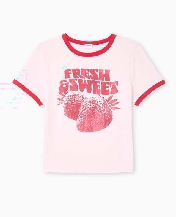 Pimkie T-shirt Ajusté Avec Bords Contrastés - Rose Clair