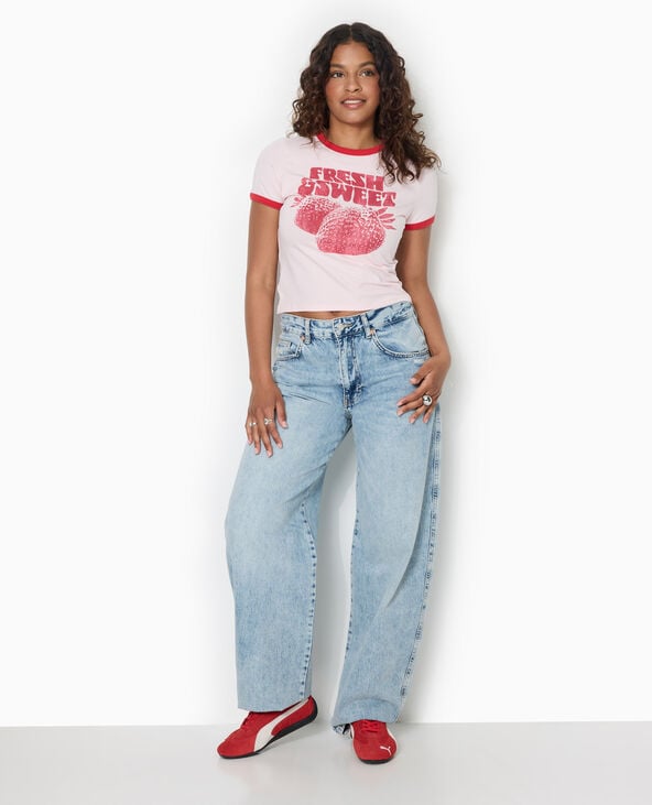 Pimkie T-shirt Ajusté Avec Bords Contrastés - Rose Clair