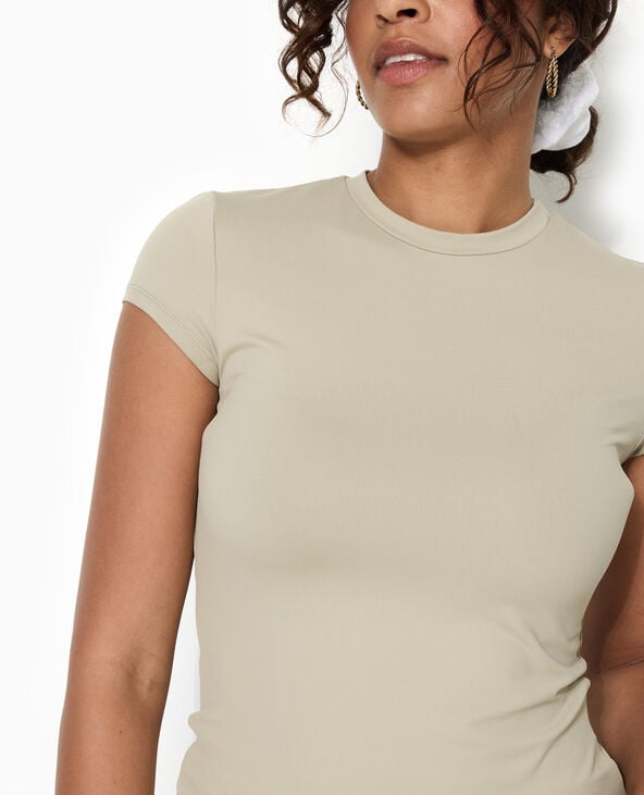 Pimkie T-shirt Ajusté En Maille Extensible - Vert Kaki