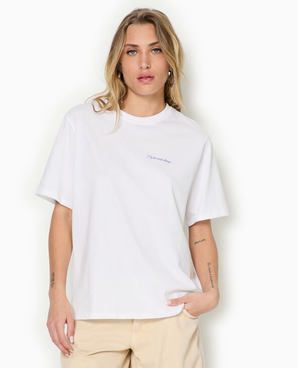 Pimkie T-shirt Ample Avec Print Poitrine Et Dos - Blanc