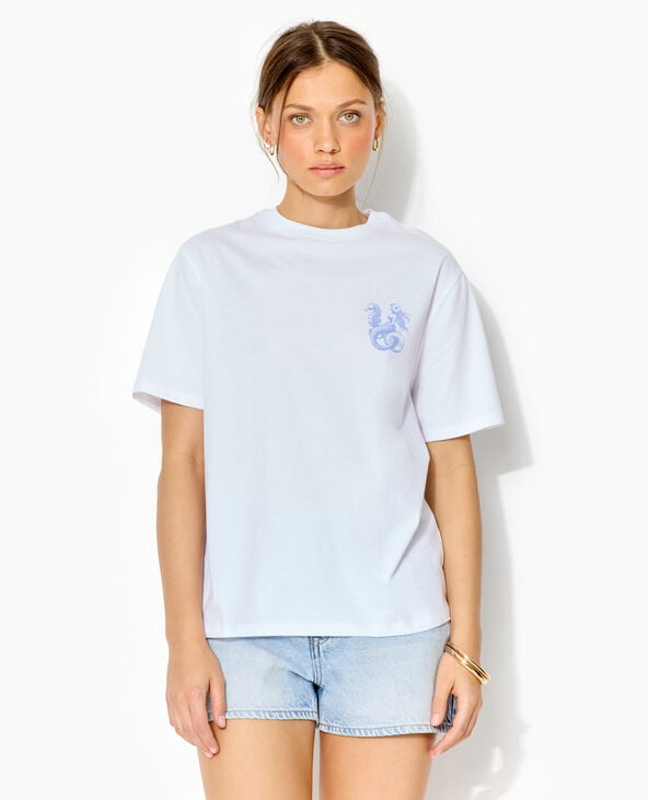 Pimkie T-shirt Ample Avec Print Poitrine Et Dos - Blanc