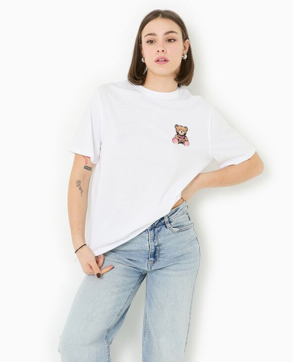 Pimkie T-shirt Ample Avec Print Poitrine Et Dos - Blanc