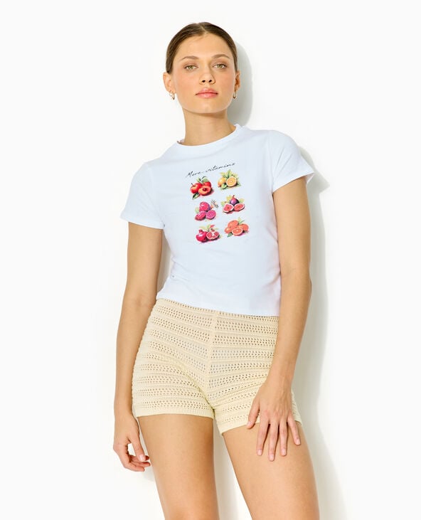 Pimkie T-shirt Manches Courtes Avec Print Devant - Blanc