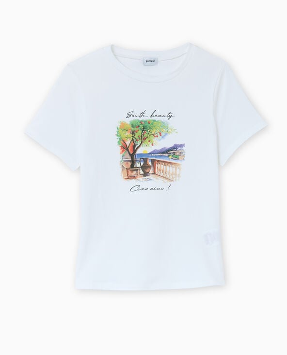 Pimkie T-shirt Manches Courtes Avec Print Devant - Blanc