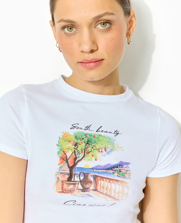 pimkie T-shirt manches courtes avec print devant - Blanc