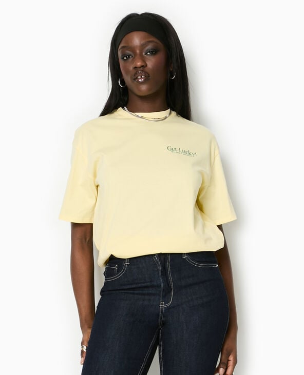 Pimkie T-shirt Oversize Avec Print Devant Et Dos - Jaune Pâle