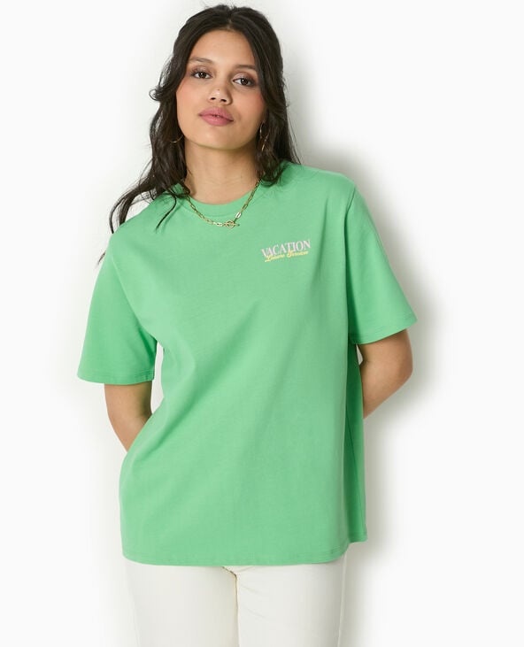 pimkie T-shirt oversize avec print devant et dos - Vert clair