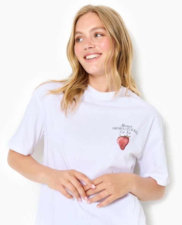 Pimkie T-shirt Oversize Avec Print Poitrine Et Dos - Blanc