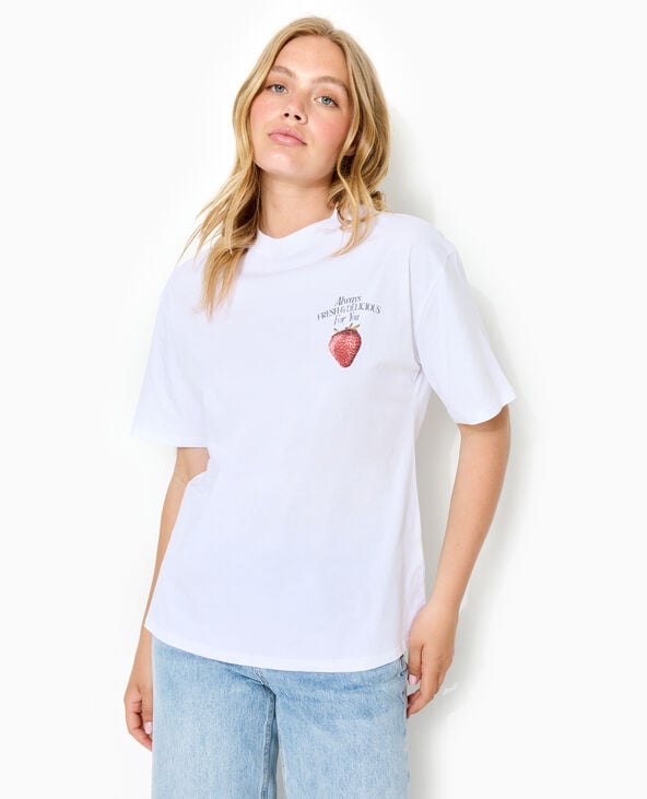 Pimkie T-shirt Oversize Avec Print Poitrine Et Dos - Blanc