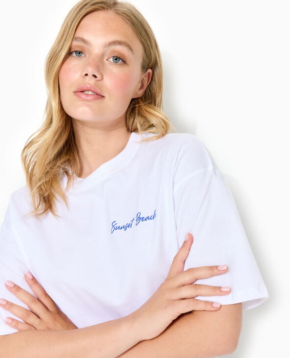 Pimkie T-shirt Oversize Avec Print Poitrine Et Dos - Blanc