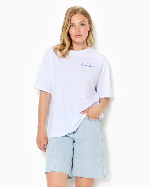 Pimkie T-shirt Oversize Avec Print Poitrine Et Dos - Blanc