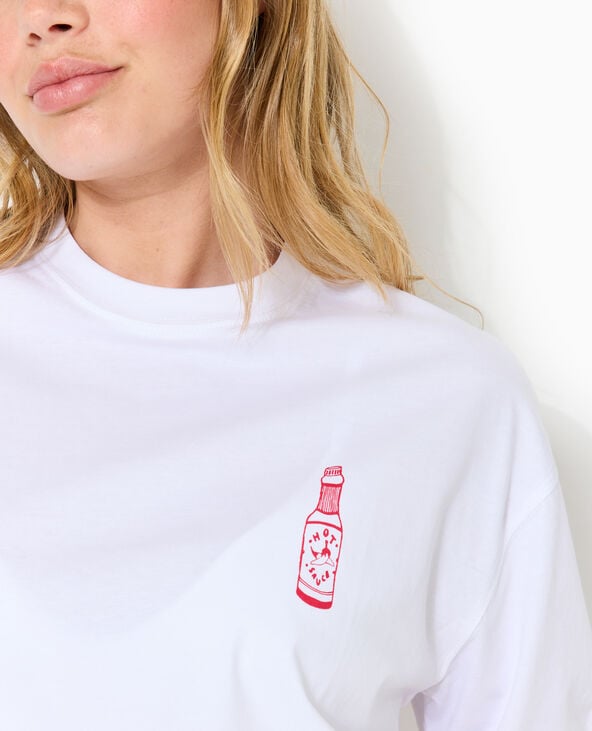 Pimkie T-shirt Oversize Avec Print Poitrine Et Dos - Blanc