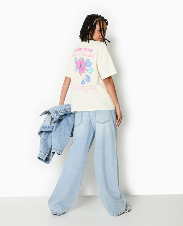 Pimkie T-shirt Oversize Avec Print Poitrine Et Dos - Blanc
