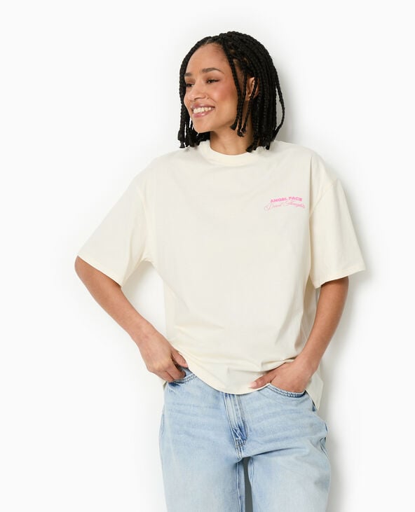 Pimkie T-shirt Oversize Avec Print Poitrine Et Dos - Blanc