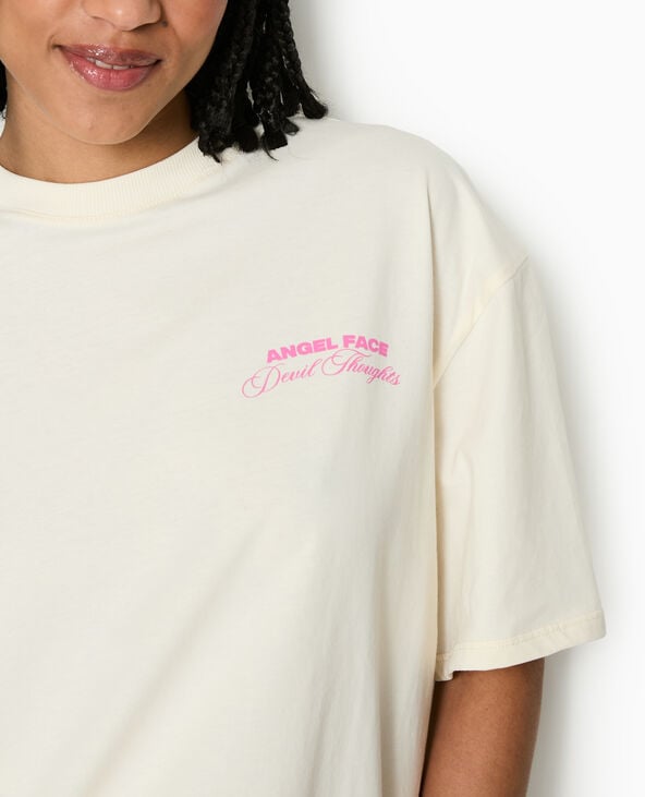 pimkie T-shirt oversize avec print poitrine et dos - Blanc