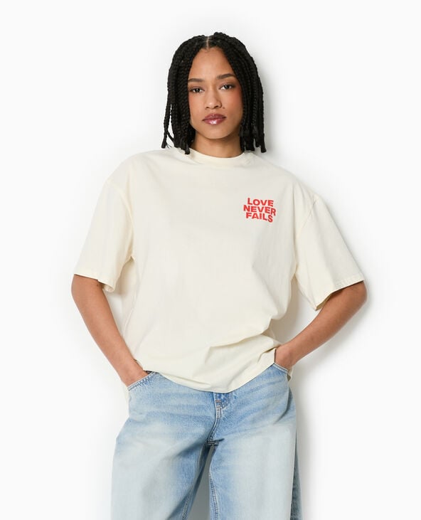 Pimkie T-shirt Oversize Avec Print Poitrine Et Dos - Blanc