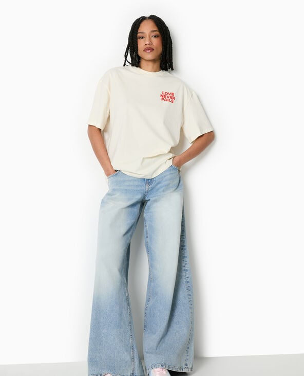 pimkie T-shirt oversize avec print poitrine et dos - Blanc