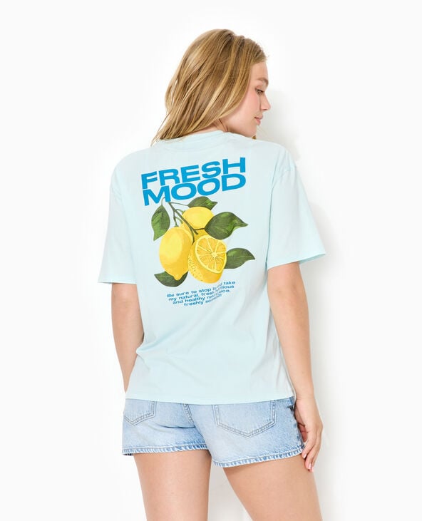 Pimkie T-shirt Oversize Avec Print Poitrine Et Dos - Bleu Clair