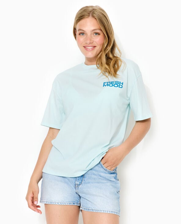 pimkie T-shirt oversize avec print poitrine et dos - Bleu clair