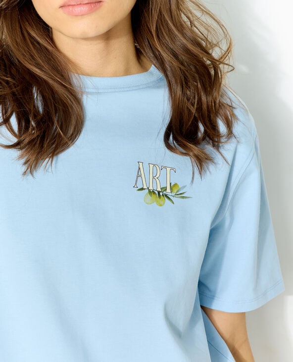 pimkie T-shirt oversize avec print poitrine et dos - Bleu