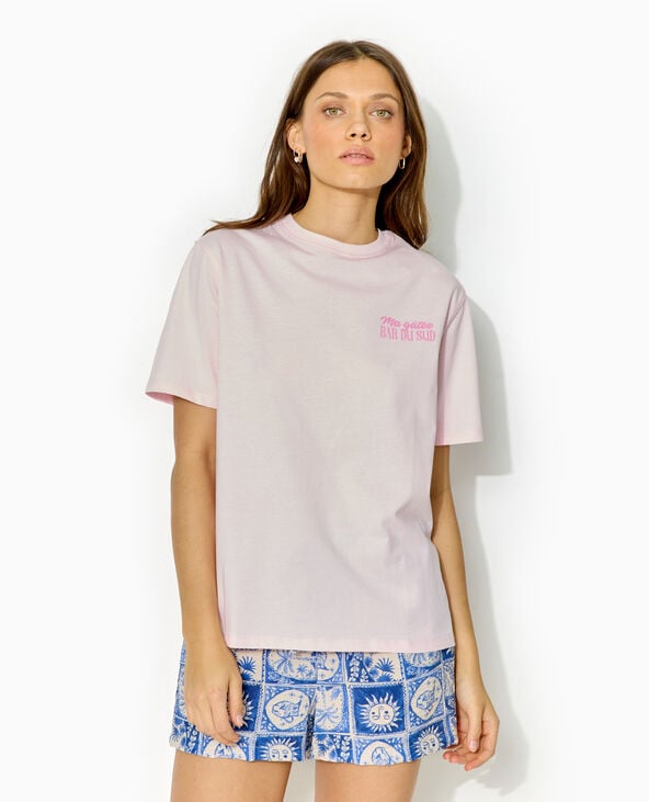 Pimkie T-shirt Oversize Avec Print Poitrine Et Dos - Rose