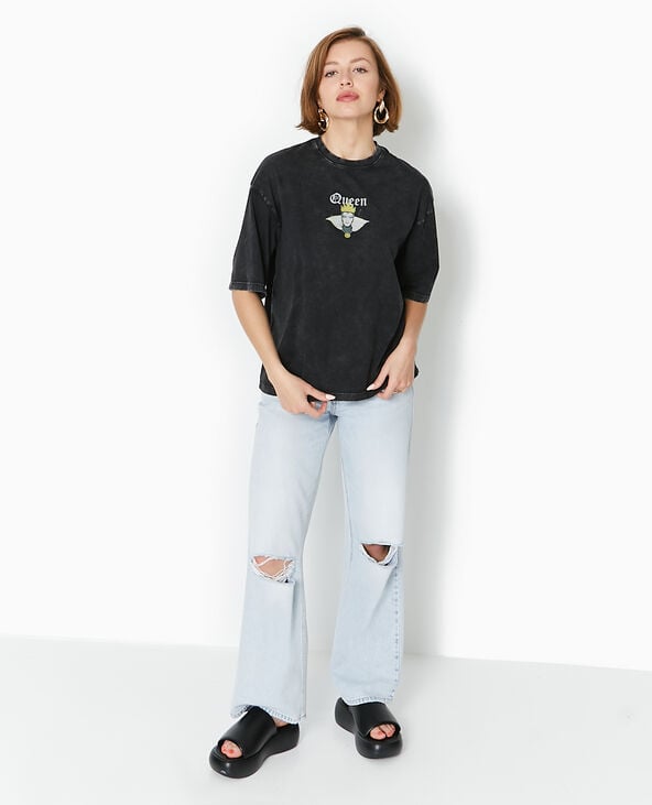 Pimkie T-shirt Oversize QUEEN De Blanche Neige - Gris