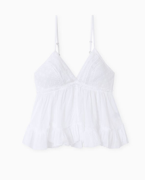 Pimkie Top à Bretelles Avec Dentelle Et Volants - Blanc